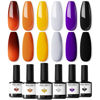 Picture of modelones Gel Nail Polish Set- 6 Colors Thanksgiving Day Orange Yellow Nail Polish Color Changing Gel Polish Kit Gray Black Nail Gel Kit Soak Off LED Nail Art Gifts DIY Salon Home