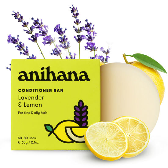 Picture of ANIHANA Conditioner Bar for Fine & Oily Hair Types Paraben Free Cruelty Free Refreshing Lavender and Lemon Scent 2.1 oz