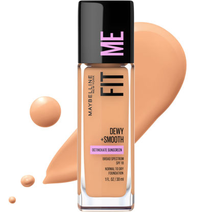 Picture of Maybelline Fit Me Dewy + Smooth Liquid Foundation Makeup, Sun Beige, 1 Count (Packaging May Vary)