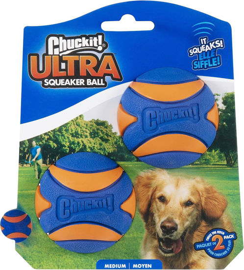 Picture of Chuckit Ultra Squeaker Ball Dog Toy, Medium (2.5 Inch) 2 Pack, for Medium Breeds