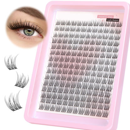 Picture of Wispy Lash Clusters Natural Cluster Lashes 180Pcs 9-12MM Individual Eyelash Extensions Short Wispy C Curl Eyelash Clusters Lashes Super Thin Band by PHKERATA (9-12MM, C Curl)