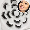 Picture of Veleasha 5D Faux Mink Lashes Handmade Luxurious Volume Fluffy Natural False Eyelashes 7 Pairs (Vivid)