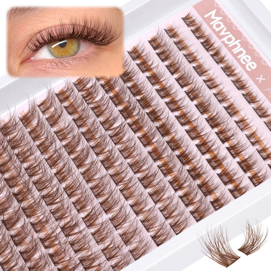 Picture of Brown Lash Clusters Natural Lash Extensions Wispy Eyelash Clusters 168 Pcs C Curl Lashes Clusters for Everyday Wear Beginner Friendly Dark Brown Cluster Eyelash Extensions by Mavphnnee