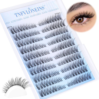 Picture of Natural Lash Clusters Wispy Cluster Eyelash Extensions Left&Right Cluster Lashes C Curl Individual Lashes Extension DIY Natural Eye Lash Clusters by TNFVLONEINS