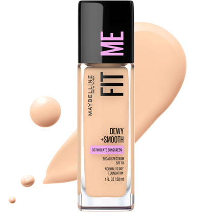 Picture of Maybelline Fit Me Dewy + Smooth Liquid Foundation Makeup, Porcelain, 1 Count (Packaging May Vary)