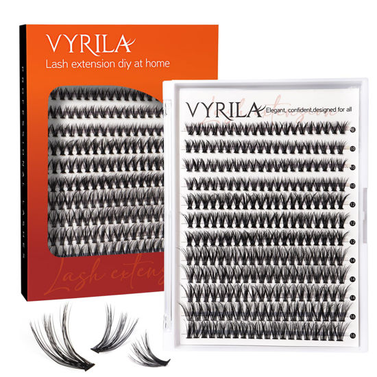 Picture of VYRILA Lash Cluster 240pcs Individual Lashes,8-16mm Diy Lash Extension,D Curl Lash Clusters Wispy,3D Natural Lash Clusters Look Like Eyelash Extension DIY at Home (Orange 40P-D-8-16mix)