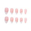 Picture of RikView French Tip Press on Nails Medium Fake Nails White Acrylic Nails Nude Almond Stick on Nails 24 PCs/Set