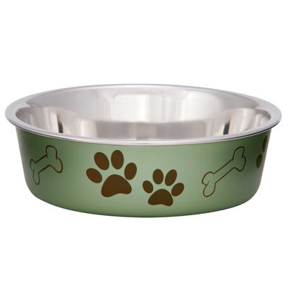 Picture of Loving Pets - Bella Bowls - Dog Food Water Bowl No Tip Stainless Steel Pet Bowl No Skid Spill Proof (Medium, Artichoke Green)