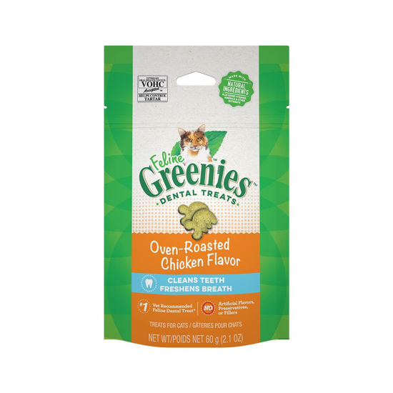 Picture of FELINE GREENIES Natural Dental Care Cat Treats Oven Roasted Chicken Flavor, 2.5 oz. Pouch