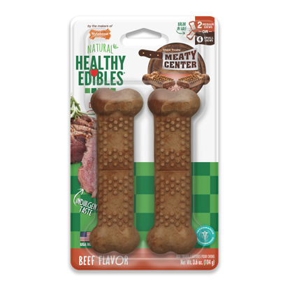 Picture of Nylabone Healthy Edibles Natural Dog Chews Long Lasting Meaty Center Beef Flavor Treats for Dogs, Medium (2 Count)