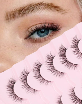 Picture of Onlyall Natural Lashes Wispy Lashes Natural Look False Eyelashes Natural Flared Eyelashes False Eye Lashes Soft Fluffy Lashes 7 Pairs D-K07