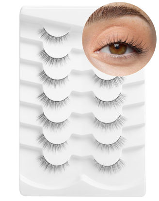 Picture of Onlyall Natural Lashes Wispy Lashes Natural Look False Eyelashes Natural Flared Eyelashes False Eye Lashes Soft Fluffy Lashes 7 Pairs DK32