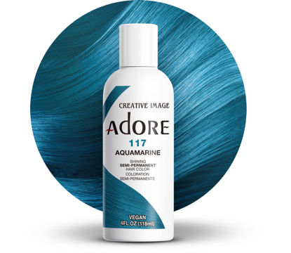 Picture of Adore Semi Permanent Hair Color - Vegan and Cruelty-Free Blue Hair Dye - 4 Fl Oz - 117 Aquamarine (Pack of 1)