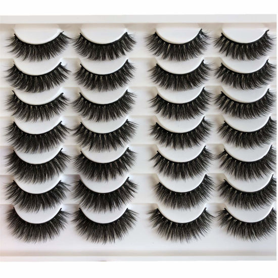 Picture of ALICROWN Short Eyelashes Natural Look False Lashes Mixed Lightweight Fluffy Handmade Soft Volume 14 Pairs Faux Mink Pack