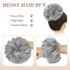 Picture of FESHFEN Messy Hair Bun Hair Pieces Elastic Wavy Curly Hair Bun Scrunchies Extensions Synthetic Chignon Hairpieces for Women Girls, Black Mix Gray Tips 1 PCS