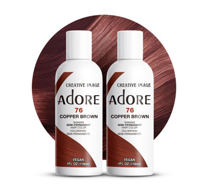 Picture of Adore Semi Permanent Hair Color - Vegan and Cruelty-Free Brown Hair Dye - 4 Fl Oz - 076 Copper Brown (Pack of 2)