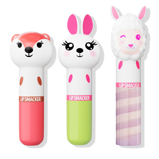 Picture of Lip Smacker Lippy Pals, Unicorn, Panda, Kitten, Lip balm for Kids - Foxy Apple, Hoppy Carrot Cake, Strawberry Llama