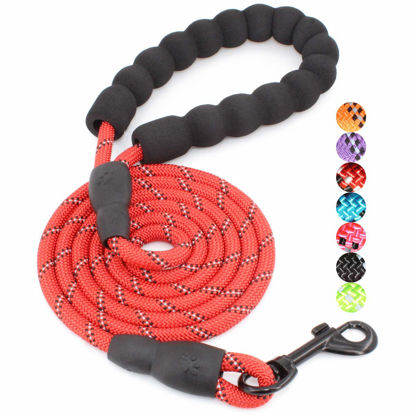 Picture of BAAPET 2/4/5/6 FT Dog Leash with Comfortable Padded Handle and Highly Reflective Threads for Small Medium and Large Dogs (5FT-1/3'', Red)