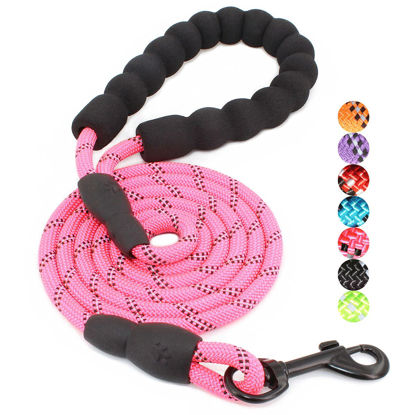 Picture of BAAPET 2/4/5/6 FT Dog Leash with Comfortable Padded Handle and Highly Reflective Threads for Small Medium and Large Dogs (5FT-1/3'', Pink)