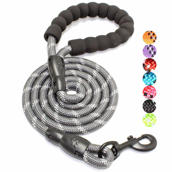 Picture of BAAPET 2/4/5/6 FT Dog Leash with Comfortable Padded Handle and Highly Reflective Threads for Small Medium and Large Dogs (5FT-1/2'', Grey)