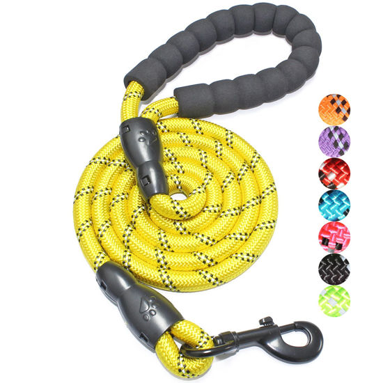 Picture of BAAPET 2/4/5/6 FT Dog Leash with Comfortable Padded Handle and Highly Reflective Threads for Small Medium and Large Dogs (5FT-1/2'', Yellow)