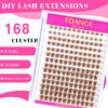 Picture of Brown Lash Clusters Natural Looking 8-16MM Eyelash Individuals C Curl Wispy Brown Lash Extensions DIY False Eyelashes at Home by TDANCE