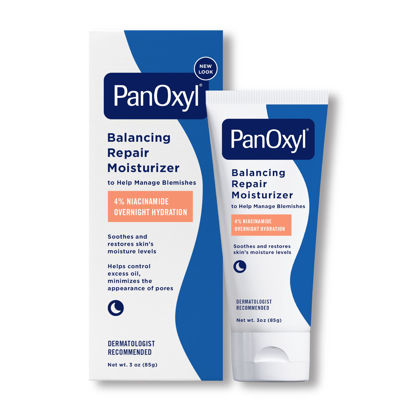 Picture of PanOxyl PM Balancing Repair Moisturizer with Niacinamide, Ceramides and Cica, Hydrating Face Moisturizer, Acne Prone Skin and Dry Skin, Non-Comedogenic Night Face Moisturizer, 3 oz