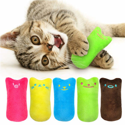 Picture of Legendog 5Pcs Bite Resistant Catnip Toys for Cats,Catnip Filled Cartoon Mice Cat Teething Chew Toy (Multicolored)