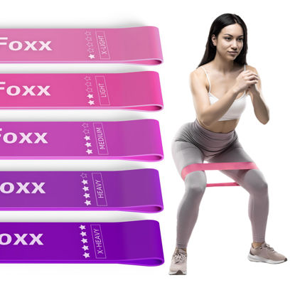 Picture of Resistance Loop Exercise Bands Exercise Bands for Home Fitness, Stretching, Strength Training, Physical Therapy,Elastic Workout Bands for Women Men Kids, Set of 5 (Pink)