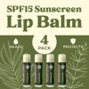 Picture of SPF Lip Balm 4-Pack by Earth's Daughter - Lip Sunscreen, SPF 15, Organic Ingredients, Eucalyptus Mint Flavor, Beeswax, Coconut Oil, Vitamin E - Hypoallergenic, Paraben Free, Gluten Free