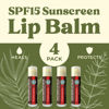 Picture of SPF Lip Balm 4-Pack by Earth's Daughter - Lip Sunscreen, SPF 15, Organic Ingredients, Strawberry Flavor, Beeswax, Coconut Oil, Vitamin E - Hypoallergenic, Paraben Free, Gluten Free