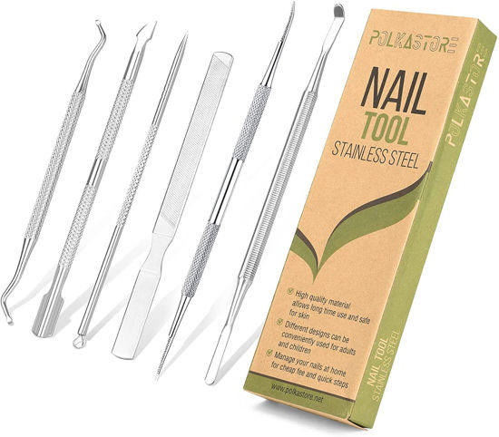 Picture of 6-Pack Ingrown Toenail File and Lifters, Professional Surgical Stainless Steel Ingrown Toenail Removal Tool Kit, Manicure Treatment Pedicure Tools for Feet Under Nail Cleaner Correction Polish Pain