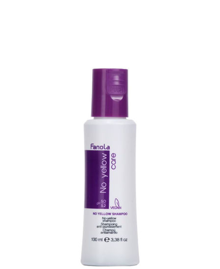 Picture of Fanola No Yellow Shampoo Travel Size - With Purple Violet Pigments To Eliminate Unwanted Yellow Tones & Brassiness In Platinum, Light Blonde, Gray, Bleached, or Highlighted Hair 3.38oz