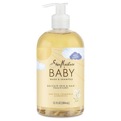 Picture of SheaMoisture Baby Wash & Shampoo for All Skin Types Raw Shea, Chamomile & Argan Oil Baby Wash and Shampoo with Frankincense & Myrrh to Help Cleanse 13 oz, Gold, Packaging may vary