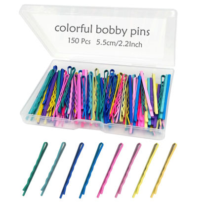 Picture of 150 Pcs 2.2 Inch Mix Colorful Bobby Pin for Girls Women, Hair Pins with Cute Box, Colored Bobby Pins for Hair, Bobby Hair Pins Great for All Hair Types