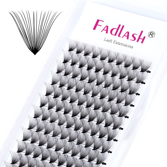 Picture of Volume Lash Extensions 20D Lash Fans D Curl Eyelash Extensions Premade Fans Middle Long Stem FADLASH Volume Premade Fans Pro Point (20D-0.07-D, 9mm)