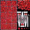 Picture of 16000Pcs Resin Rhinestones for Crafting, Red Non Hotfix Flatback Gems, Bedazzling Crystal with 3Pcs 10ml B7000 Jewelry Glue for DIY Crafts Clothing Tumblers Shoes Fabric Nail Art