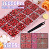 Picture of 16000Pcs Resin Rhinestones for Crafting, Red Non Hotfix Flatback Gems, Bedazzling Crystal with 3Pcs 10ml B7000 Jewelry Glue for DIY Crafts Clothing Tumblers Shoes Fabric Nail Art