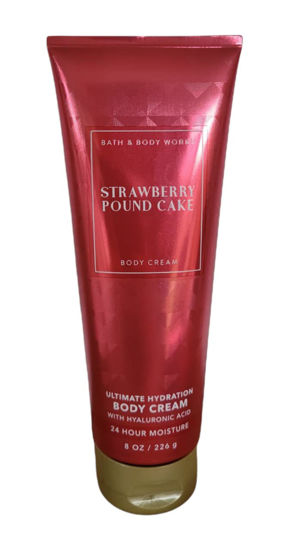 Picture of Bath and Body Works Strawberry Pound Cake Ultimate Hydration 24 Hour Body Cream 8 Ounce with Hyaluronic Acid