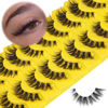 Picture of Cat Eye Lashes Natural Look False Eyelashes Fluffy Wispy Fake Eyelashes C Curl Strip 3D Lashes Cat Eye Fox Eyelash Mink Lashes with Clear Band 9 Pairs ALICROWN