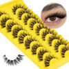 Picture of Cat Eye Lashes Natural Look False Eyelashes Fluffy Wispy Fake Eyelashes C Curl Strip 3D Lashes Cat Eye Fox Eyelash Mink Lashes with Clear Band 9 Pairs ALICROWN