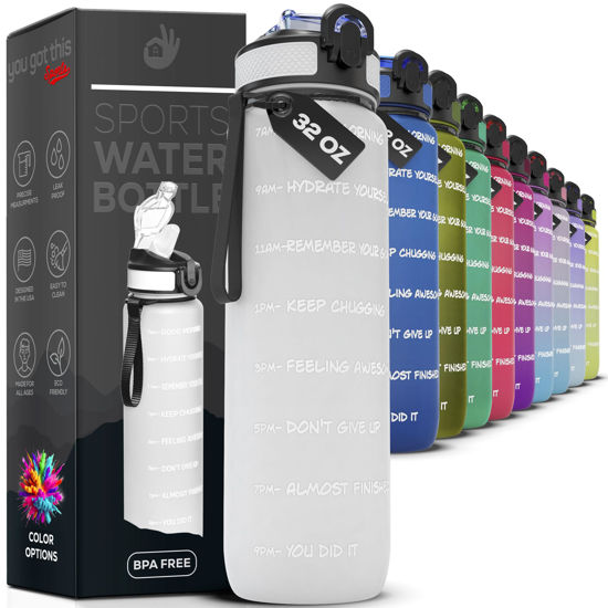 Picture of YOU GOT THIS LIVING Motivational Water Bottle with Time Marker, 32 oz Water Bottle, Sports Water Bottle with Spout, Achieve All-Day Hydration SpillProof, BPA FREE