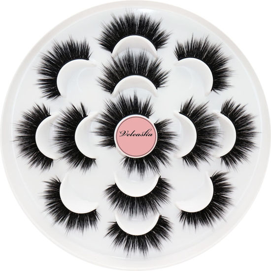 Picture of Veleasha 5D Faux Mink Lashes Handmade Luxurious Volume Fluffy Natural False Eyelashes 7 Pairs (Cinderella)