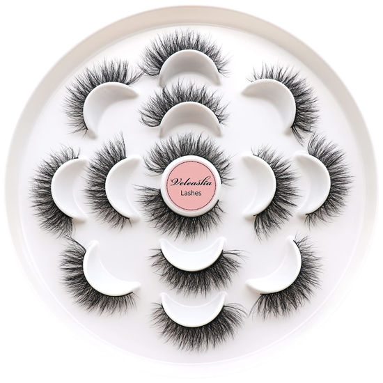 Picture of Veleasha 5D Faux Mink Lashes Handmade Luxurious Volume Fluffy Natural False Eyelashes 7 Pairs (614)