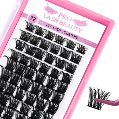 Picture of Cluster Lashes 72 Pcs Lash Clusters DIY Eyelash Extension Individual Cluster Eyelashes Tender Style Self-Application Fluffy Super Thin Band Reusable Soft & Comfortable(Tender-D-14mm)