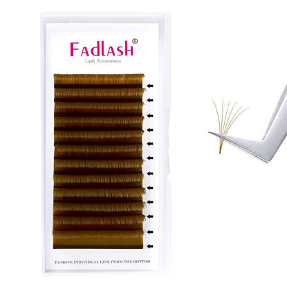 Picture of Volume Eyelash Extensions Easy Fan Lashes 0.07 C Curl Eyelash Volume Extensions Faux Mink Self Blooming Colored Lash Extensions (Blond 0.07-C, 8-14mm)