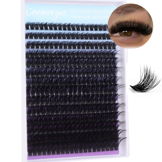 Picture of D Curl Lash Clusters Fluffy Lash Extension 80D Volume Cluster Lashes Thick Eyelash Extensions Individual Eyelashes 280Pcs Wispy Fake Lashes by Geeneiya