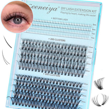 Picture of Natural Lash Clusters Spiky Bottom Cluster Eyelash Extensions D Curl Wispy Clusters Lashes for Women and Girls DIY at Home, Salon Lash Effect, Geeneiya (360PCS, 20D+30D+BOTTOM)