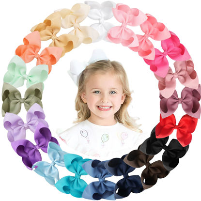 Picture of CÉLLOT 20PCS Big 6 Inch Hair Bows for Girls Grosgrain Ribbon Bow Toddler Back to School Hair Accessories with Alligator Clips for Toddlers Schoolgirls Kids Teens