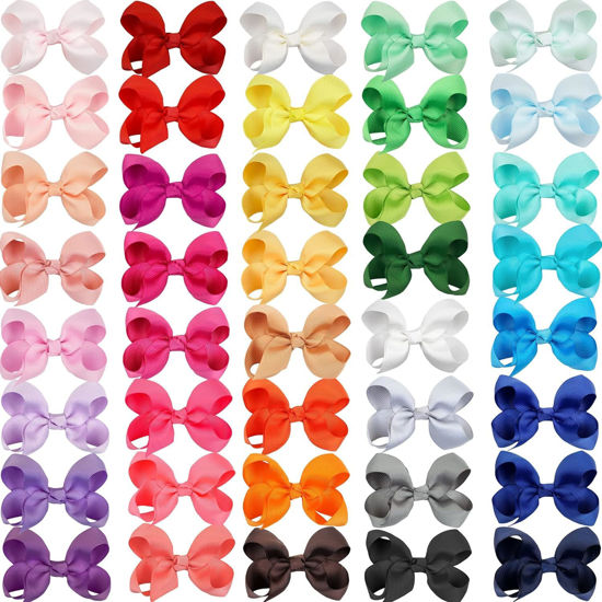 Picture of CÉLLOT 40 Pieces 3 Inch Hair Bows for Girls Clips Grosgrain Ribbon Boutique Hair Bow Alligator Clips For Girls Teens Toddlers Kids